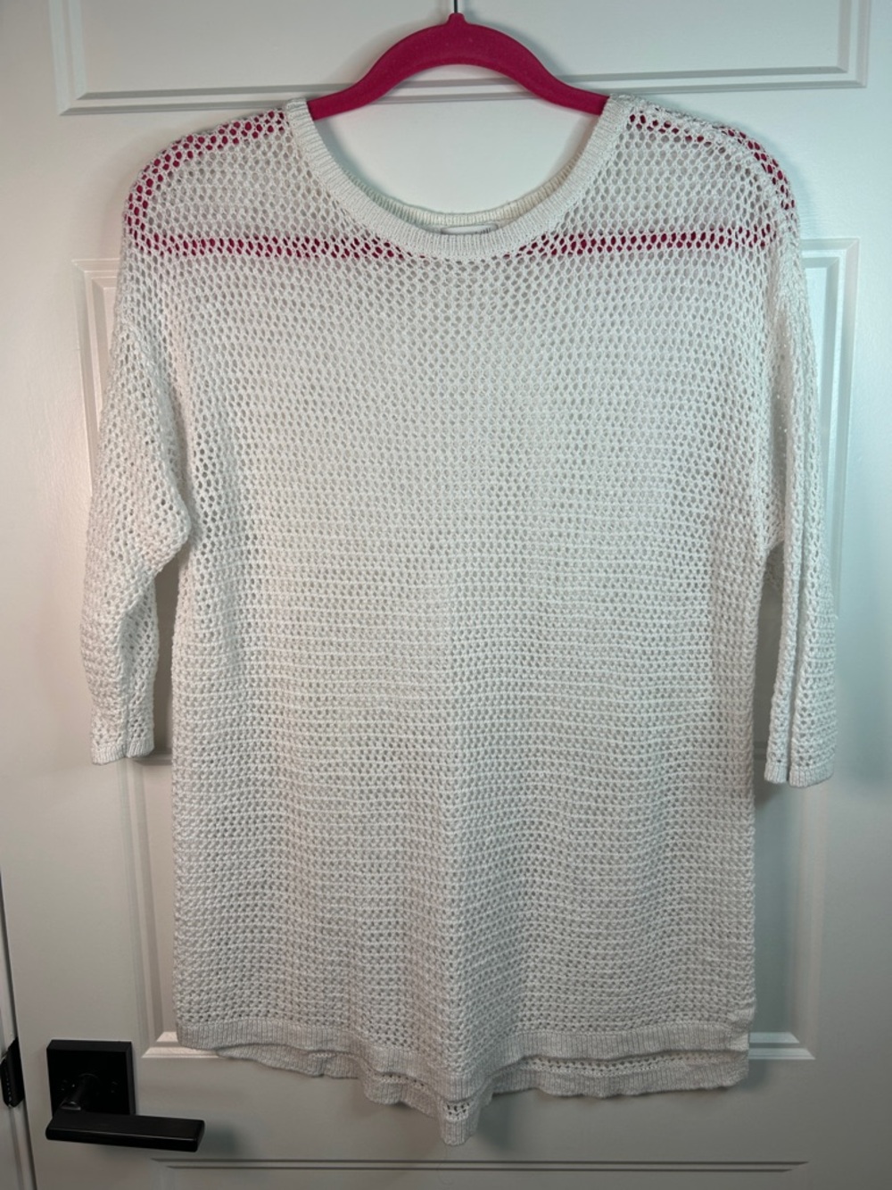 J. Jill Cream Open-Weave Scoop Neck Sweater